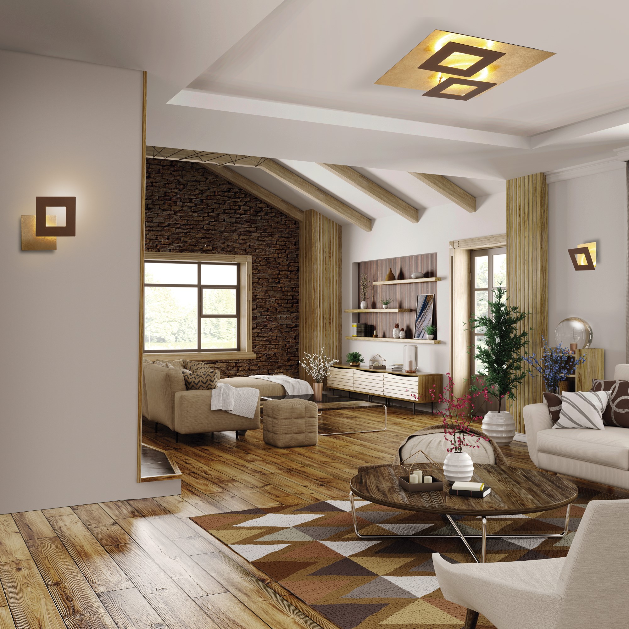 Dalia Rust Brown Ceiling Lights Mantra Flush Fittings